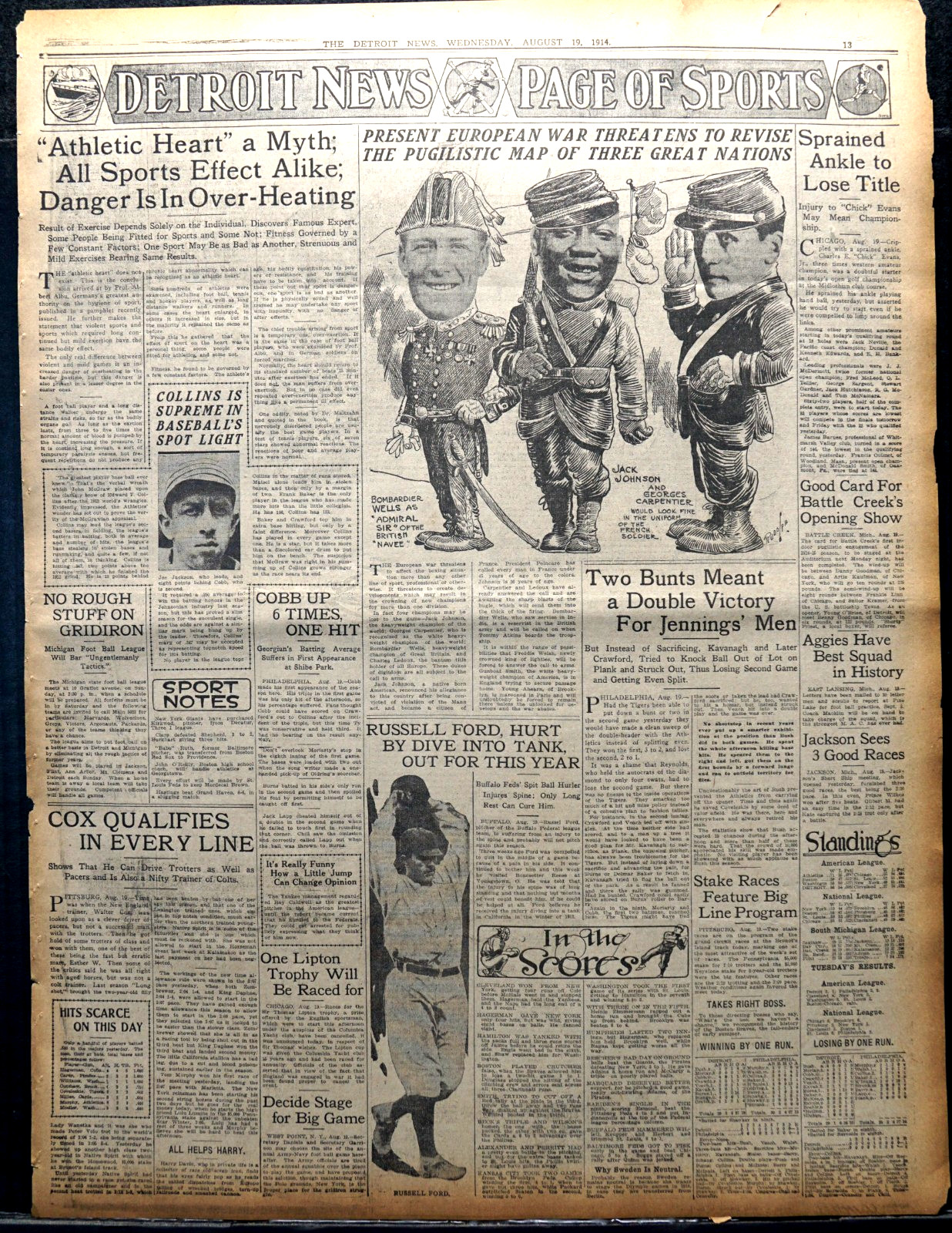 1914 Sports Page – War in Europe Will Change Boxing Landscape, Jack Johnson