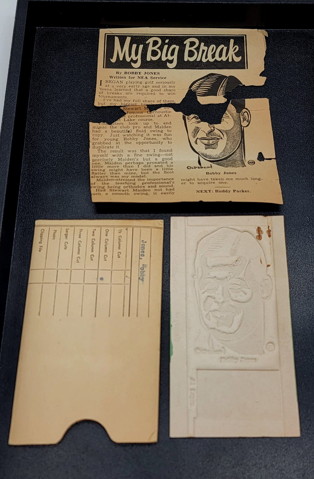 1950 HOF Golfer Bobby Jones MLB Al Lopez Newspaper Flong Mold Printing Plate