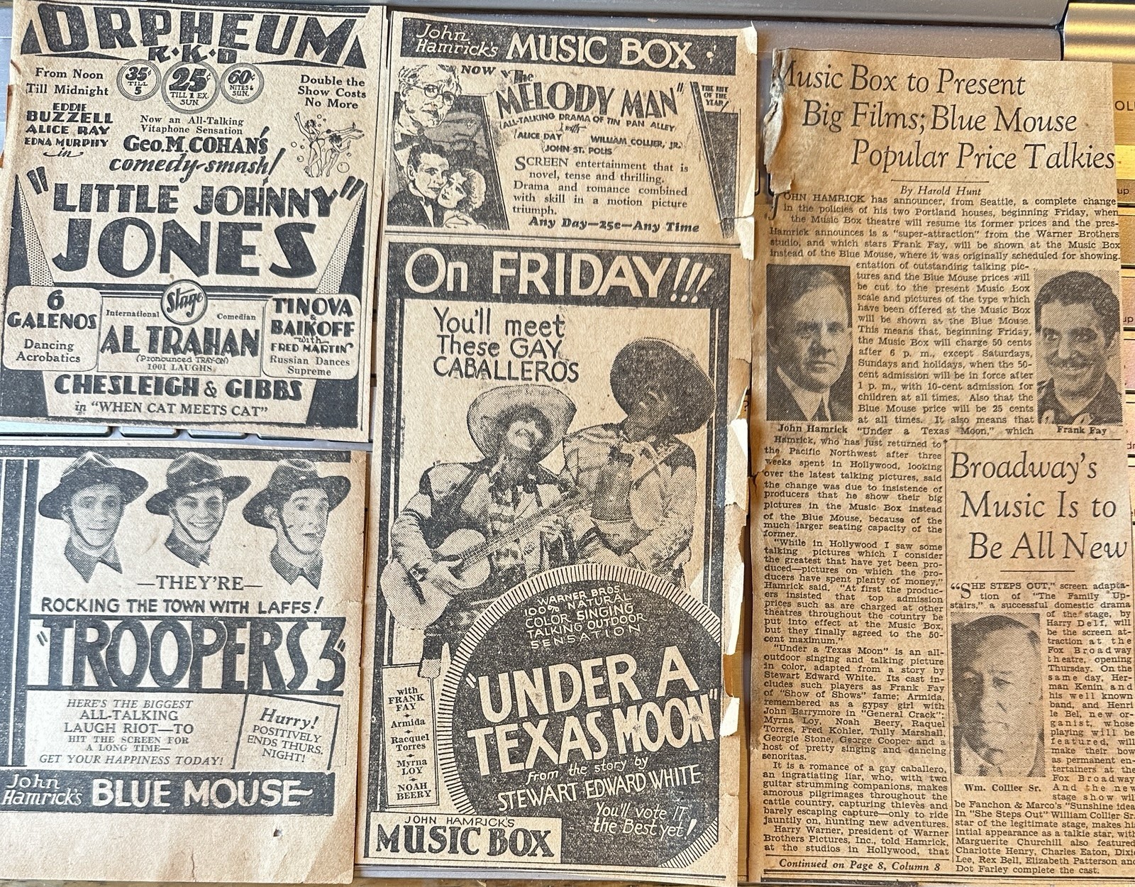 4/30-1930 Portland Oregon newspaper Movie Ads