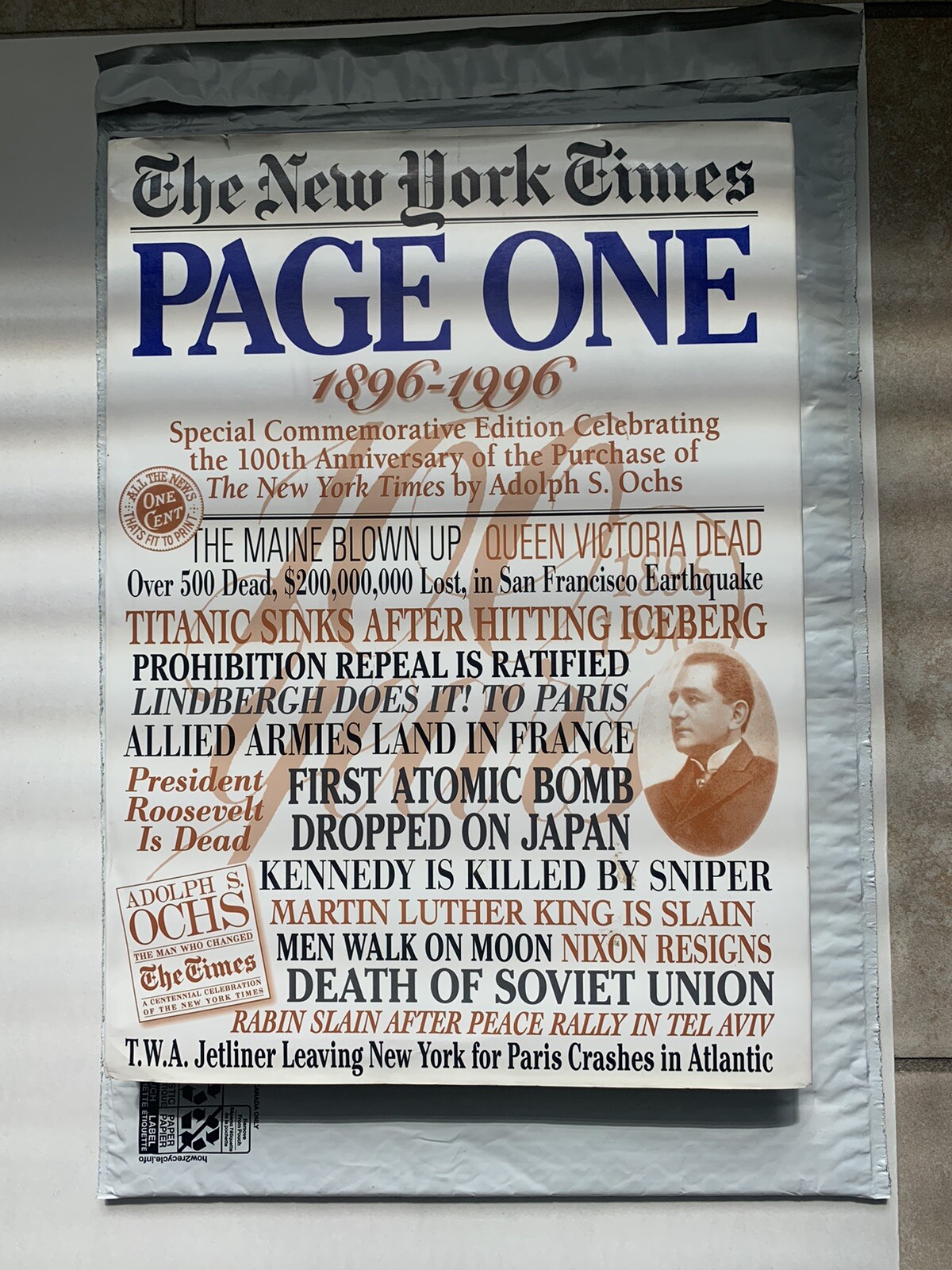 The New York Times: Page One Special Commemorative Edition, 1896-1996.