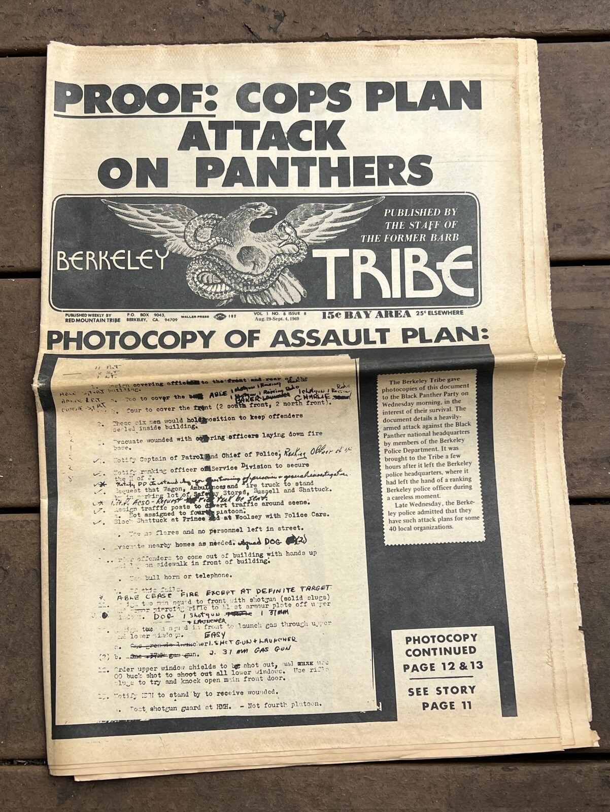 Berkeley Tribe Newspaper Attack On Black Panthers 1969-Yellow Color Hand Holds