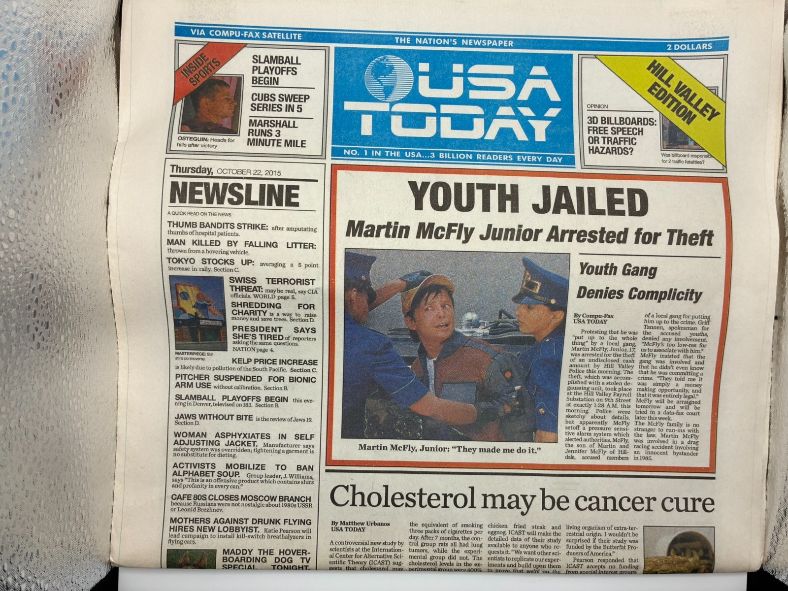 Back to the Future USA Today Special Edition Newspaper – October 22, 2015
