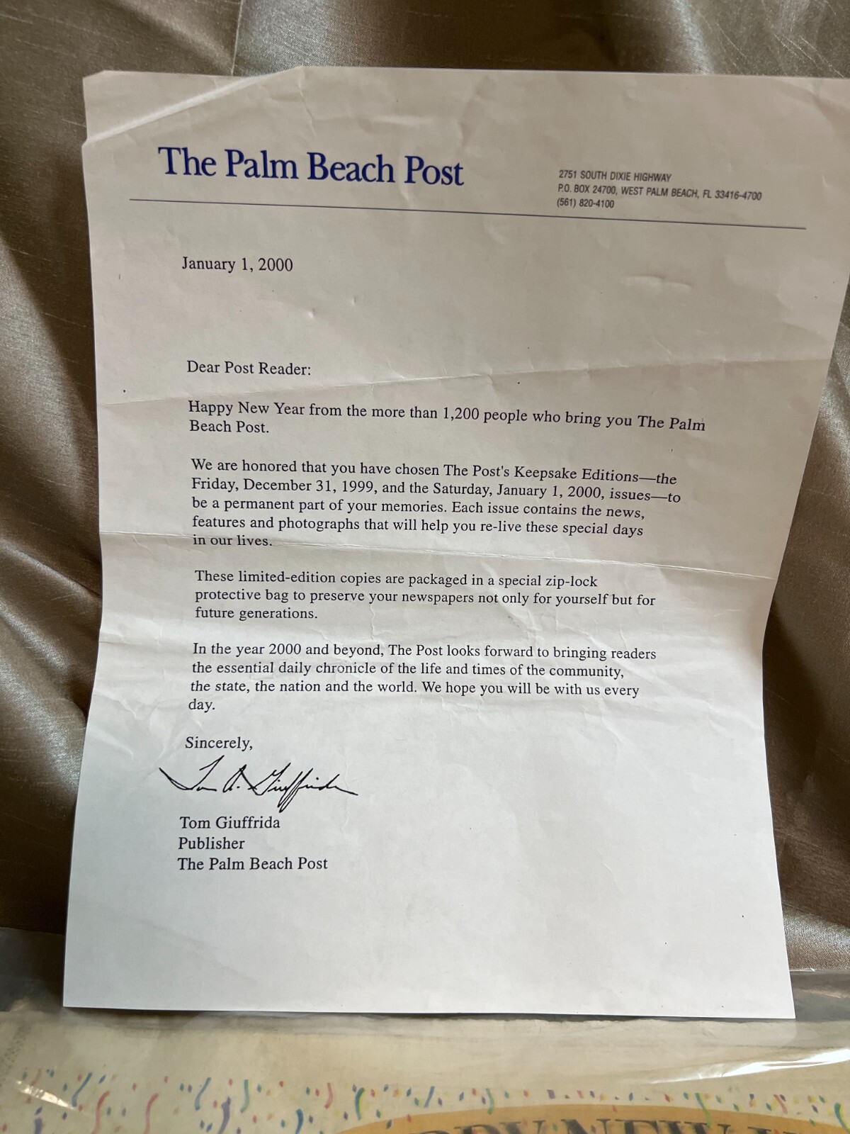Palm Beach Post Commemorative Edition January 1, 2000