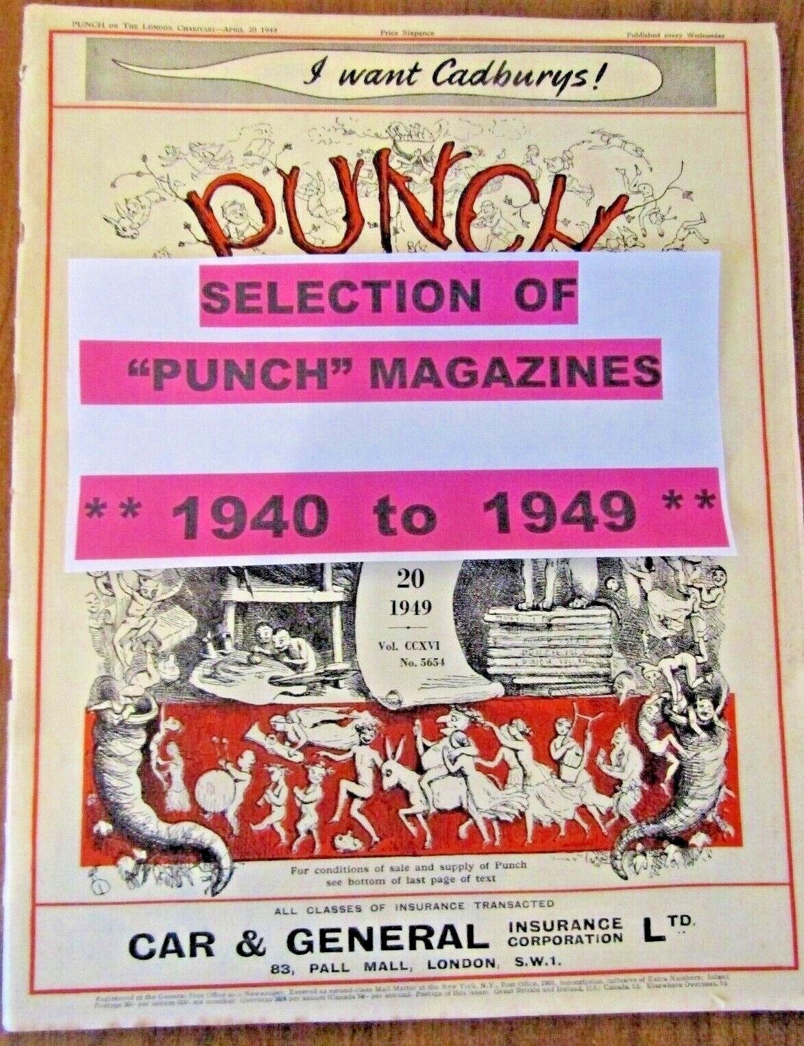 PUNCH MAGAZINES 1940-1949, Huge Selection, Letters, Cartoons, Humour, Adverts