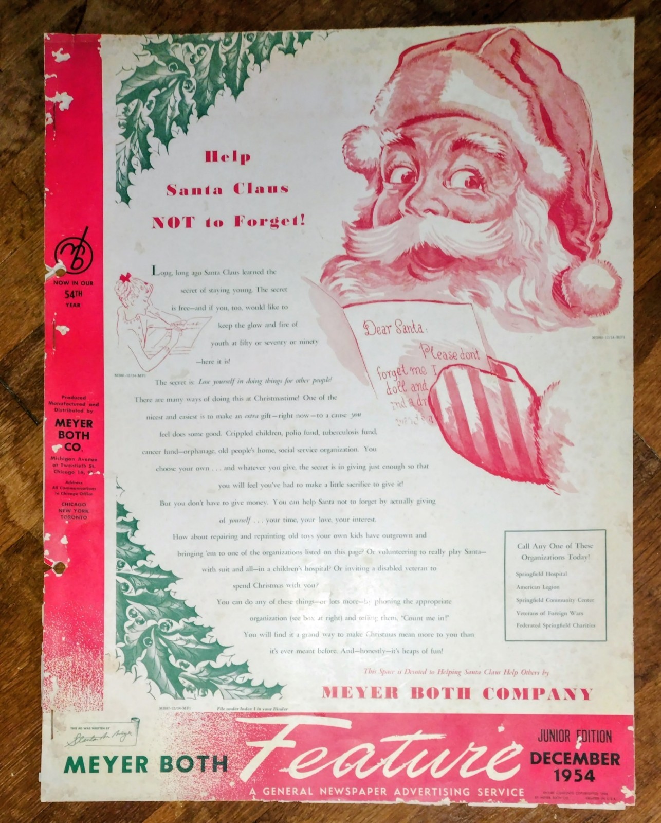 Christmas Meyer Both Company Dec. 1954 Newspaper Ad’s 18″ x 24″ HUGE Book! SANTA