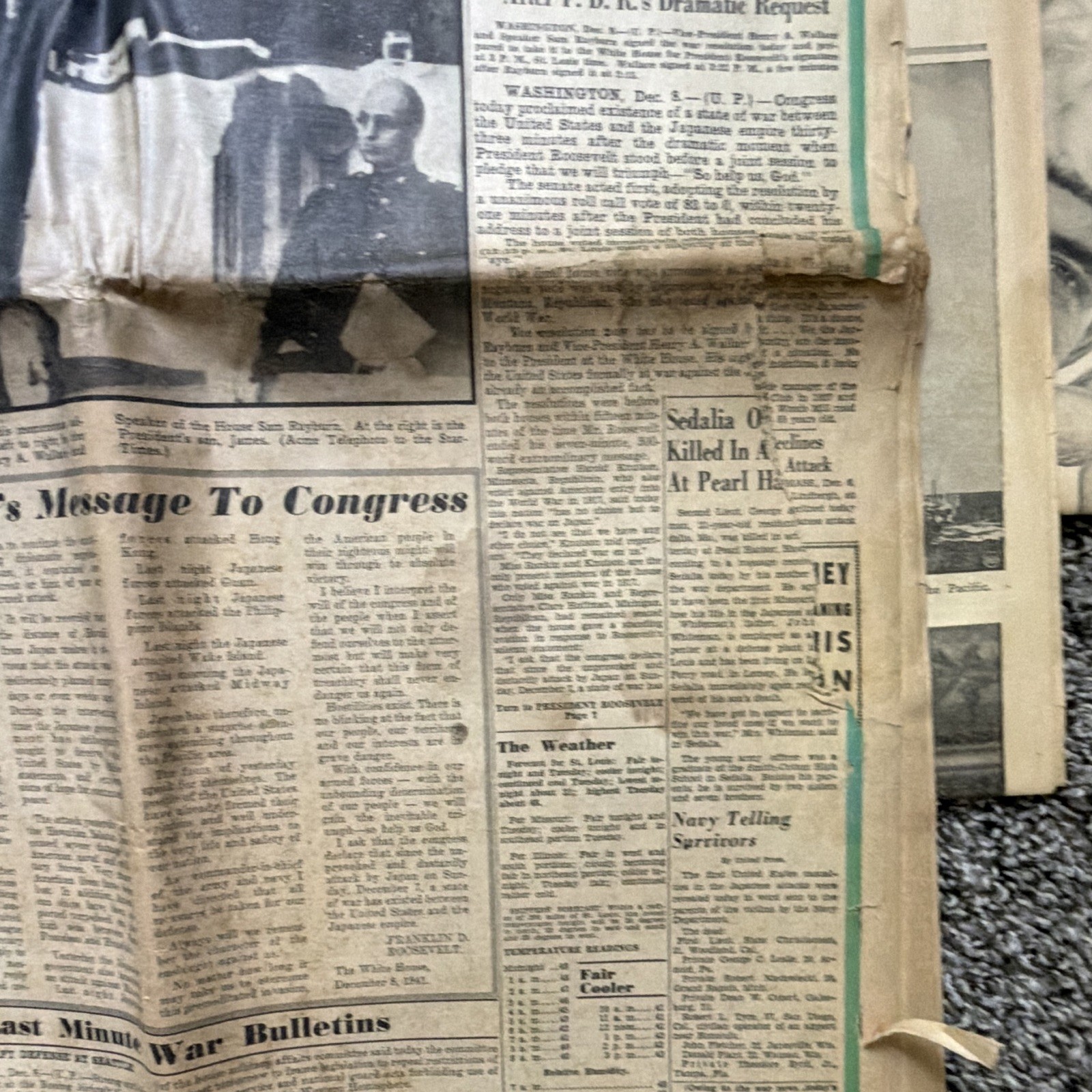 St Louis Star-Times Dec 8 1941 8th War Extra Pearl Harbor War Declared WWII