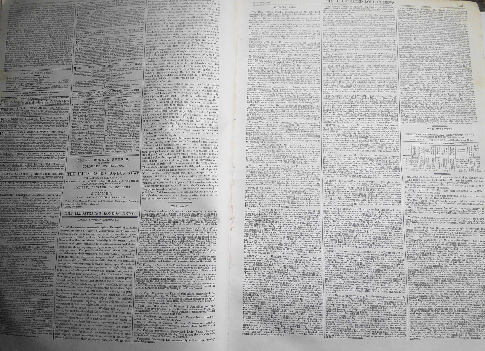 Illustrated London News, August 6, 1859. Peace Conference, Zurich; General Vinoy