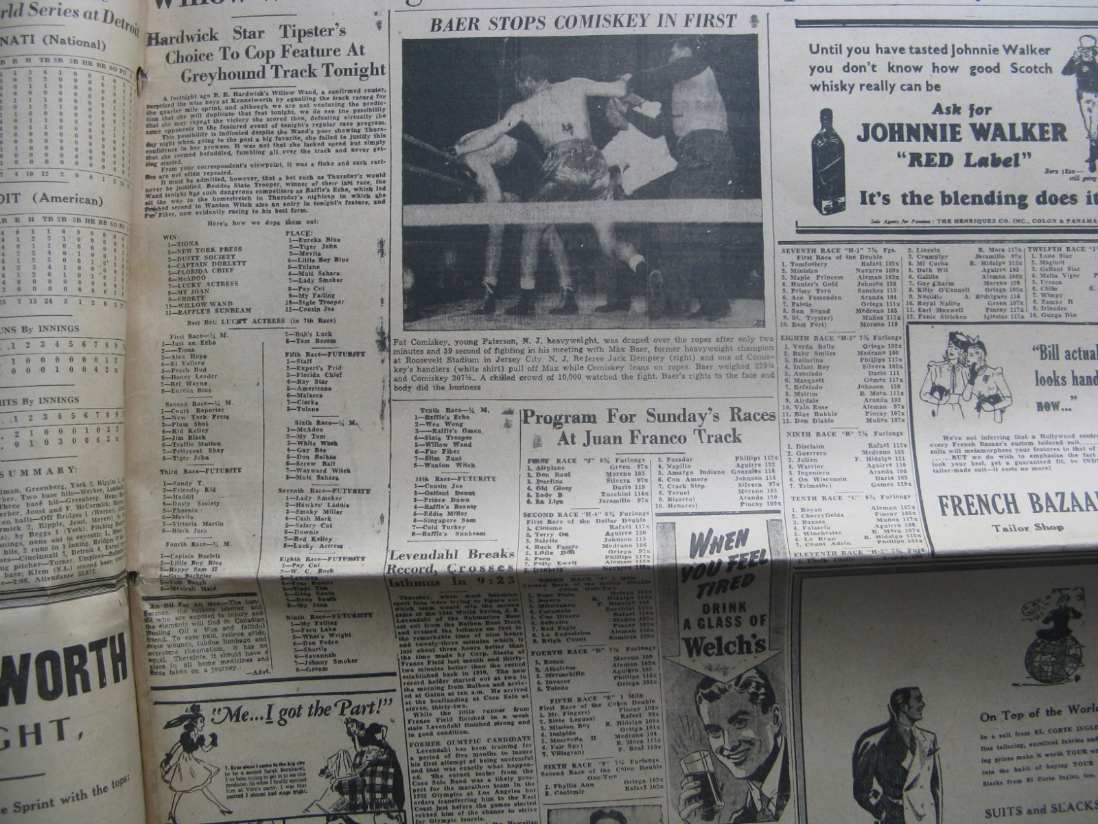 October 5, 1940 Panama Newspaper – Hitler, Detroit Tigers, Max Baer