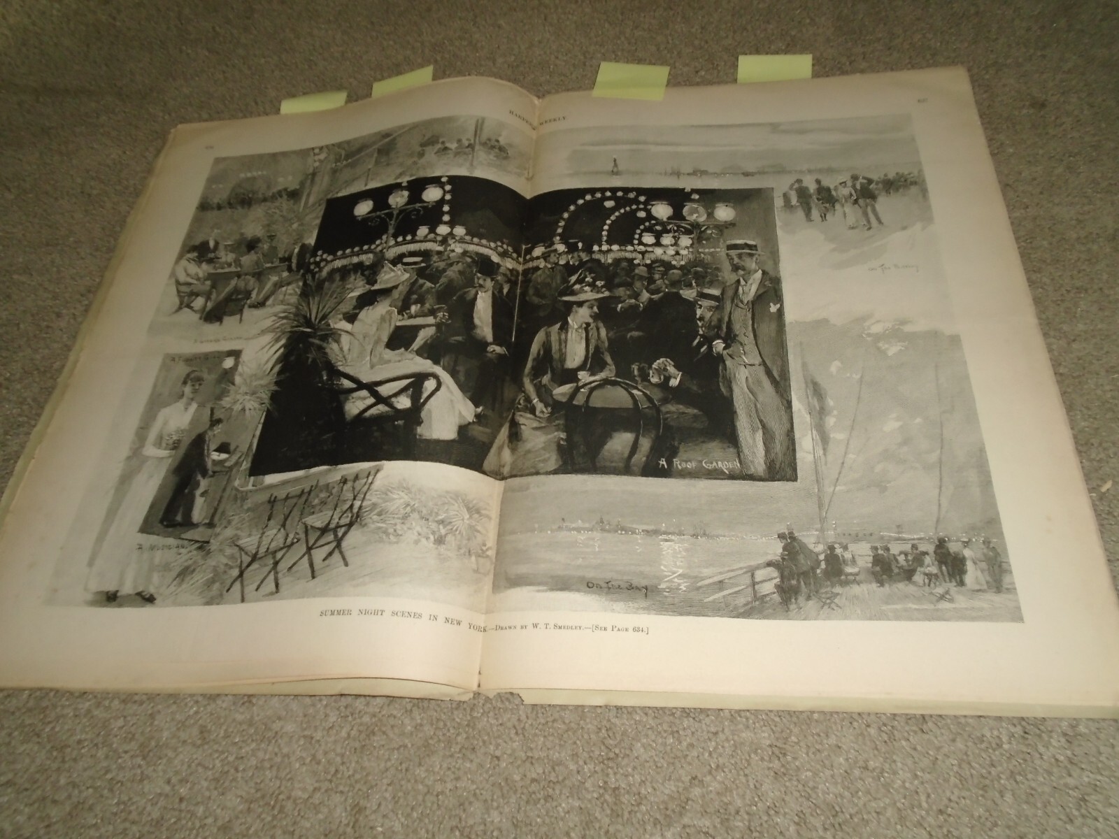 Harper’s Weekly 8/16, 1890 Frederic Remington Drawing, Sail Canoes