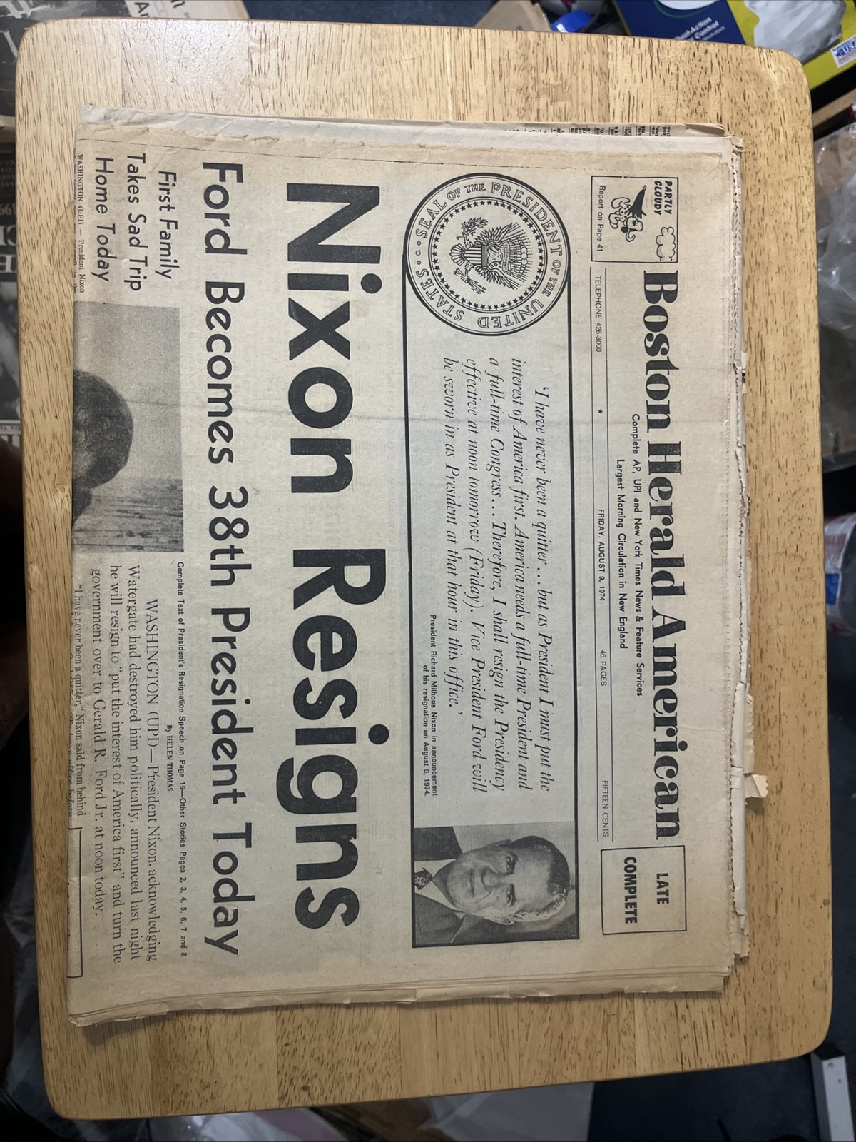 THE BOSTON HERALD AMERICAN NEWSPAPER FRIDAY AUGUST 9 1974 Complete