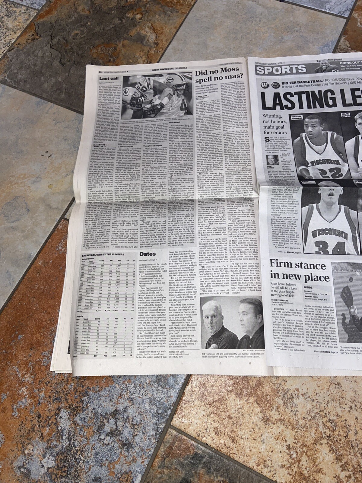 2008 Wisconsin State Journal Brett Favre Commemorative Edition “ Farewell”
