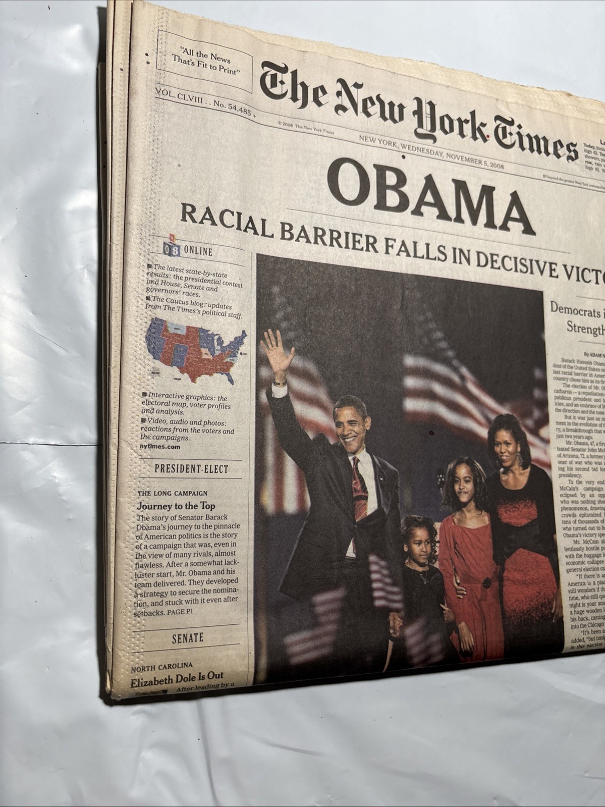 Obama Election Win Lot Of 3 Copies New York Times Newspaper Issue Nov. 5th 2008