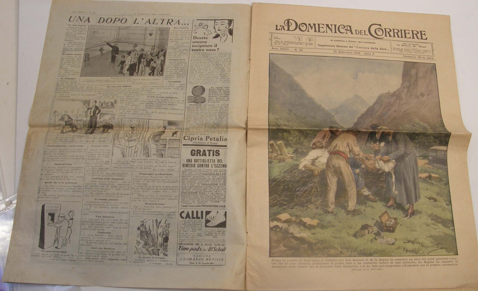 SEPTEMBER 1932 LA DOMENICA DEL CORRIERE ITALIAN NEWSPAPER QUEEN ELENA COVER