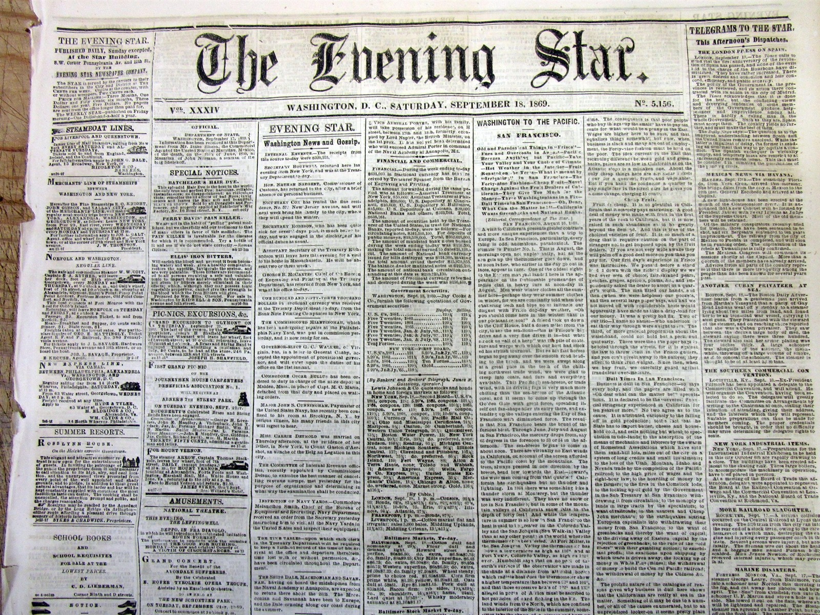 1869 newspaper DETAILED early DESCRIPTION of SAN FRANCISCO California 155 yr ago