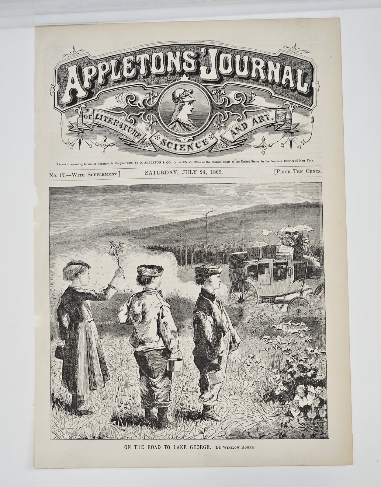 1869 Winslow Homer “On The Road To Lake George” Antique Appletons Journal