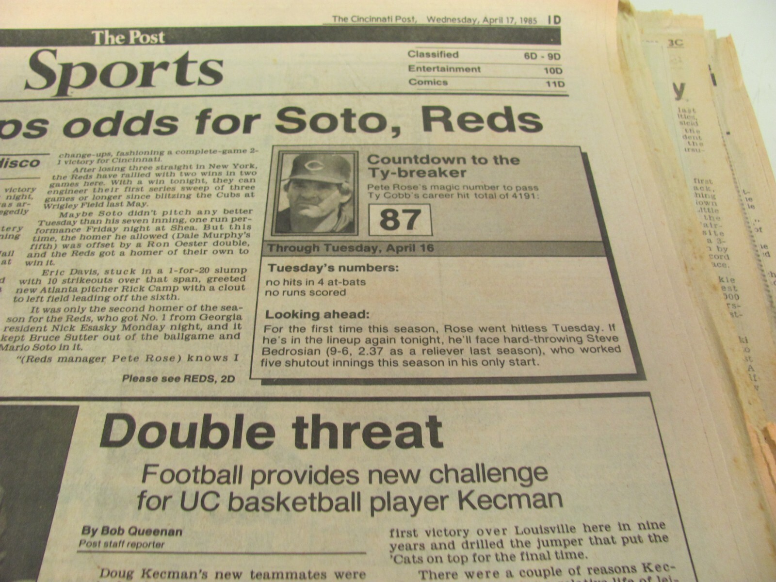 Pete Rose Newspaper Lot 1980s-1990s – Cincinnati Reds, Cincinnati Enquirer
