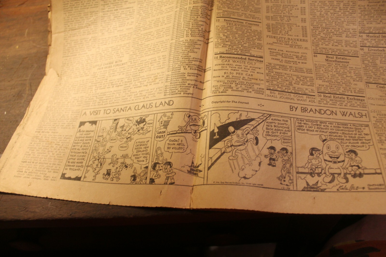 December 15, 1936 Knoxville Partial Journal Santa Ripley Cartoon Tennessee Vols