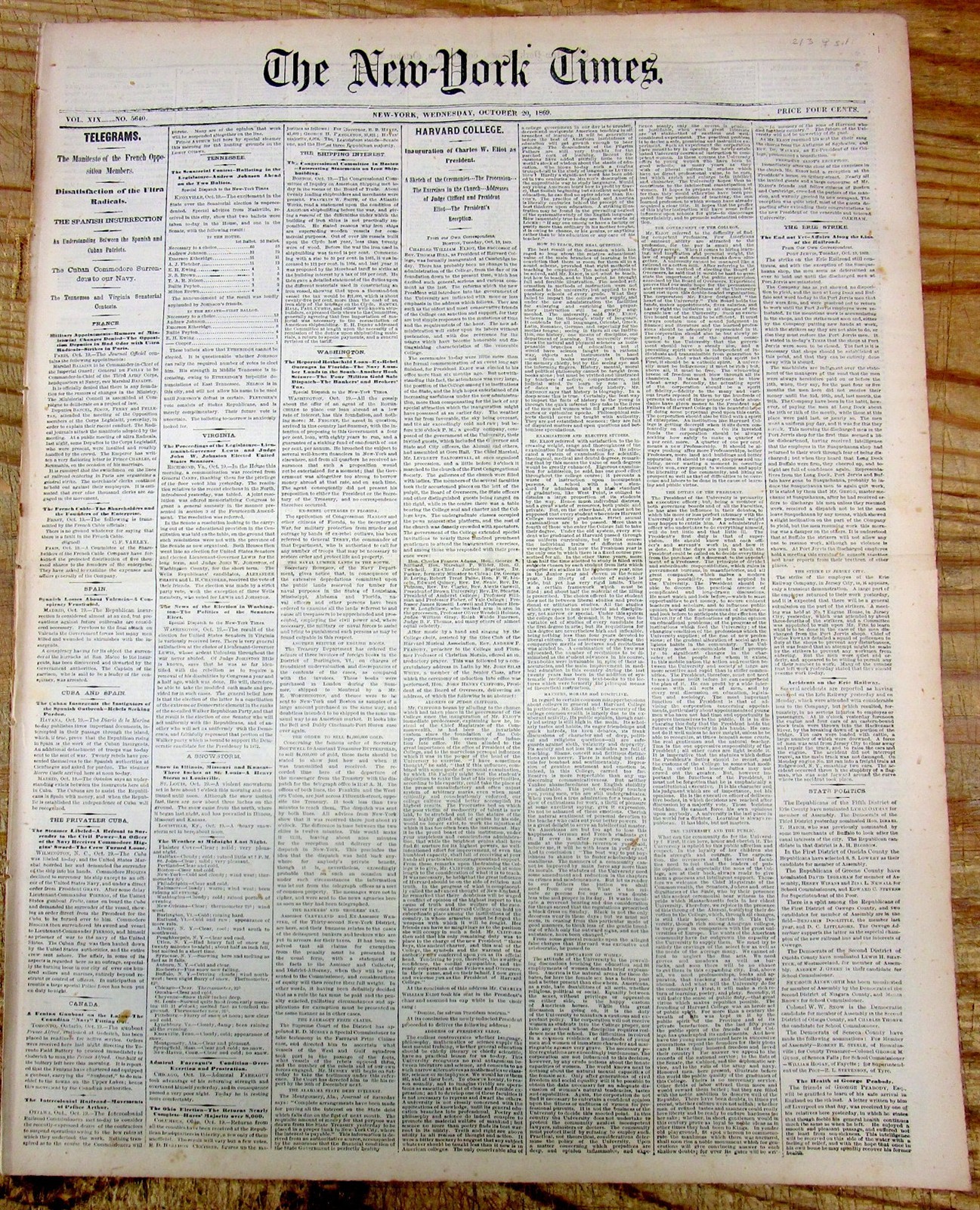 1869 NY Times newspaper wth FOUNDING of THE AMERICAN WOMAN SUFFRAGE ASSOCIATION