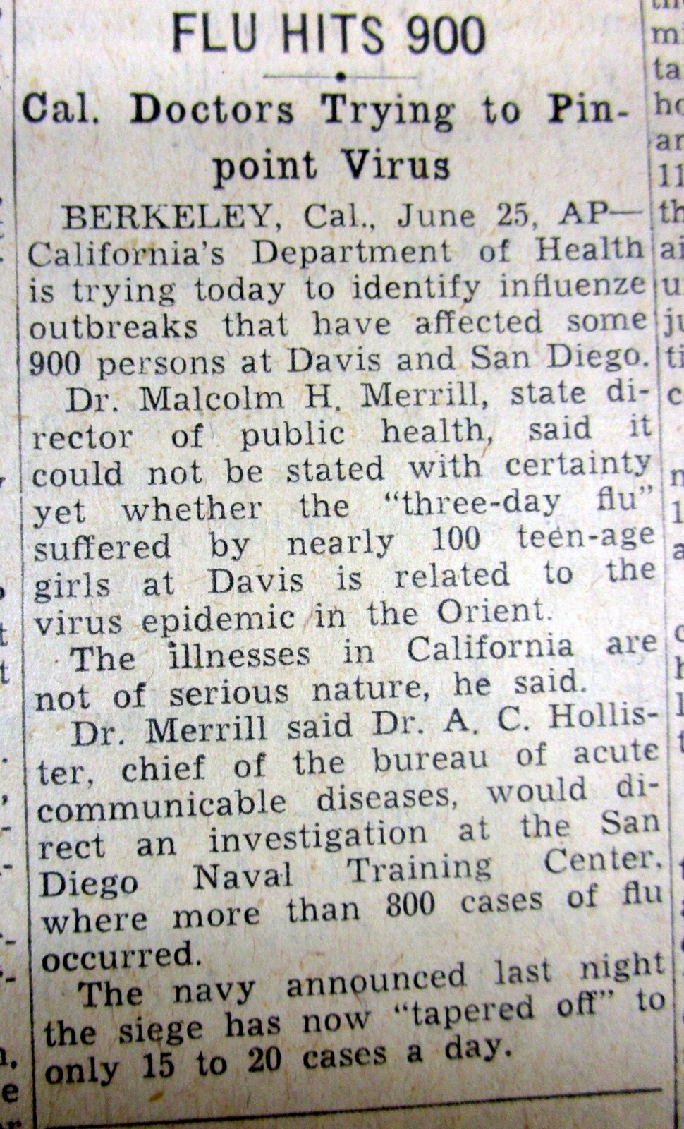 5 1957 newspapers H2N2 ASIAN FLU PANDEMIC BEGINS One of the deadliest in history