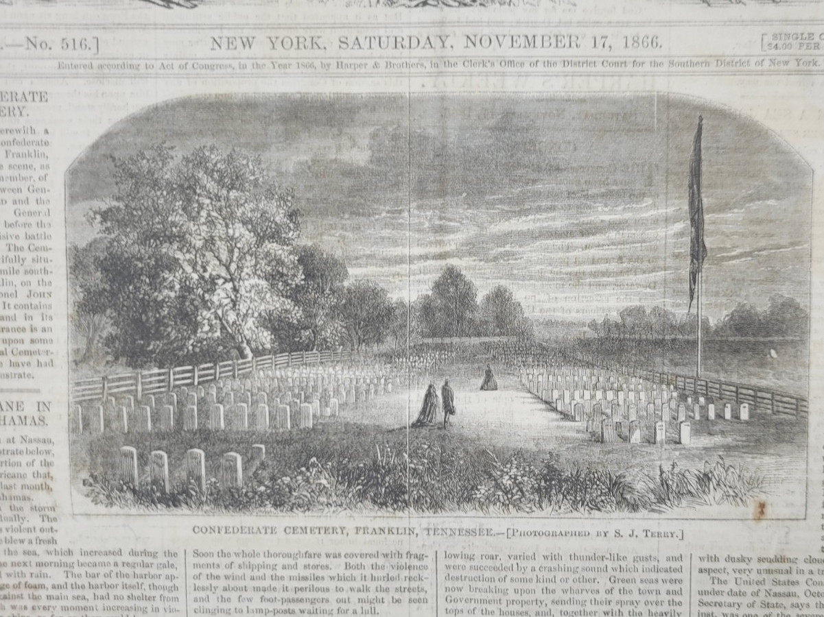 Harper’s Weekly 11/17/1866 lg print Venice Italy / Confederate Cemetery Tenn