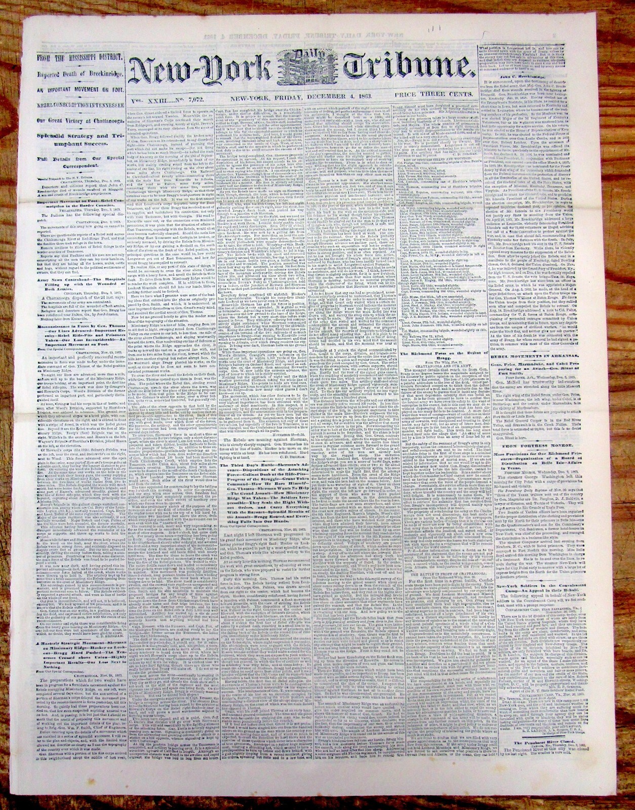 2 1863 Civil War newspapers CHATTANOOGA CAMPAIGN w UNION VICTORY in Tennessee
