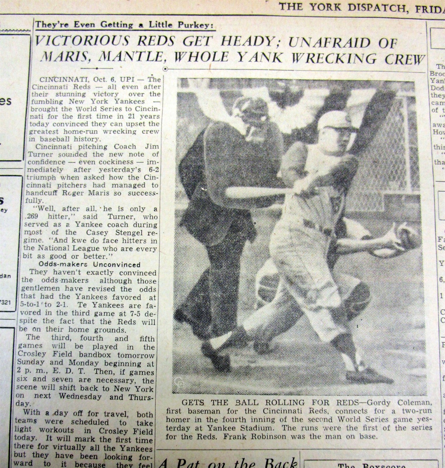 7 1961 newspapers NEW YORK YANKEES WIN baseball WORLD SERIES vs Cincinnati Reds