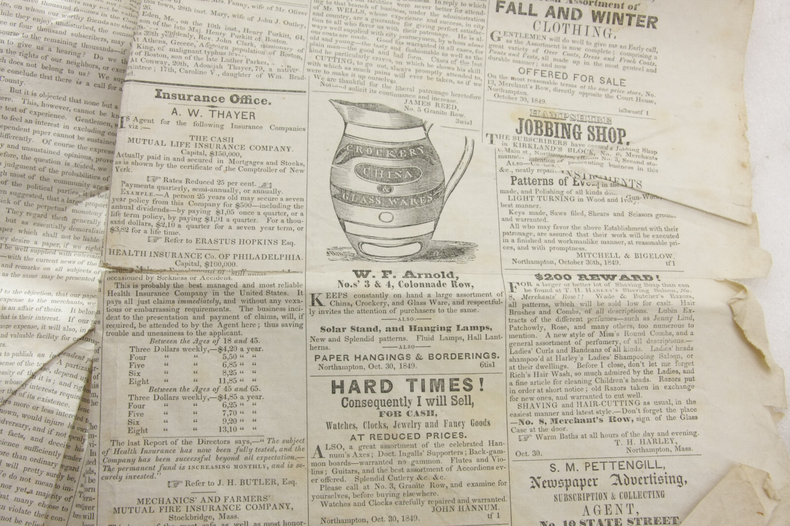 Independent Citizen FIRST ISSUE Oct 30, 1849 Newspaper Northampton MA – cut poor