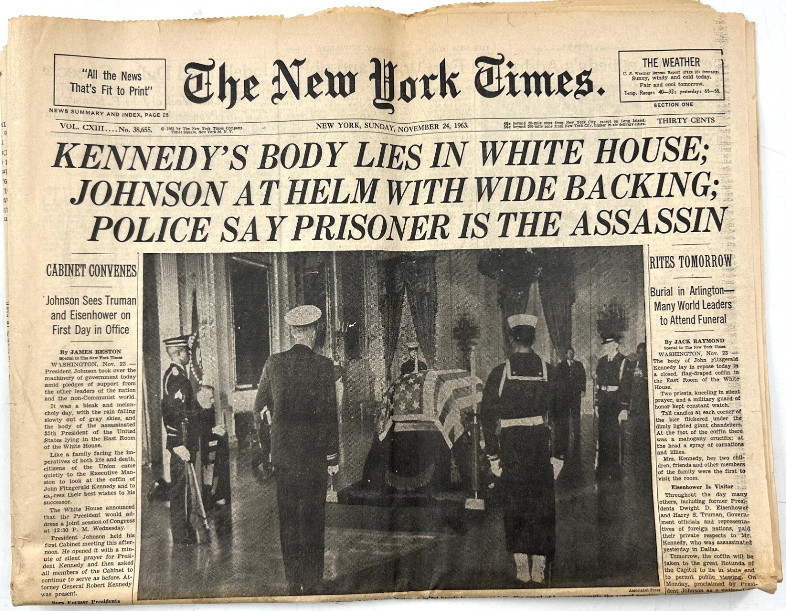 The New York Times Newspaper Sunday, November 24, 1963 JFK Laid to Rest