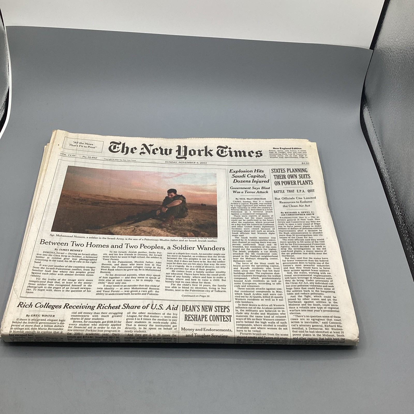 November 9, 2003 The New York Times War On Terror Full-Newspaper