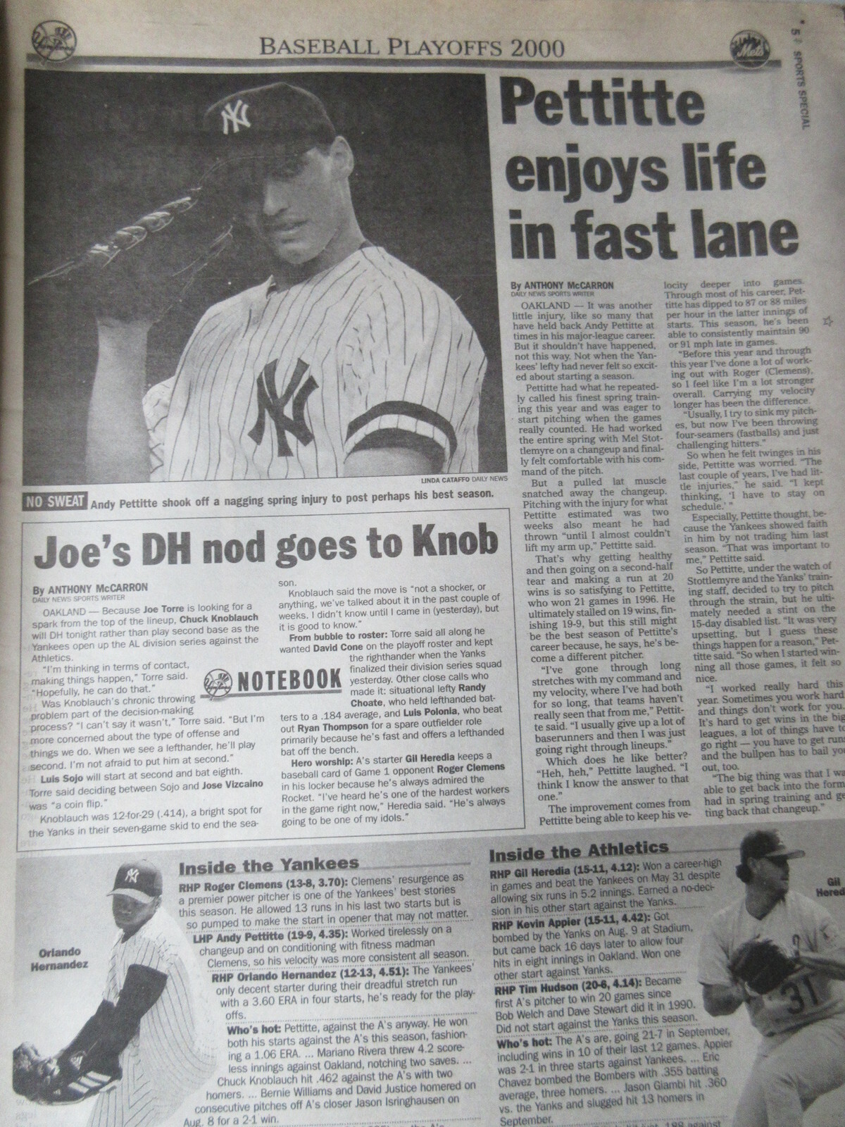 2000 Special Section DAILY NEWS NEW YORK YANKEES METS BASEBALL PLAYOFFS PREVIEW