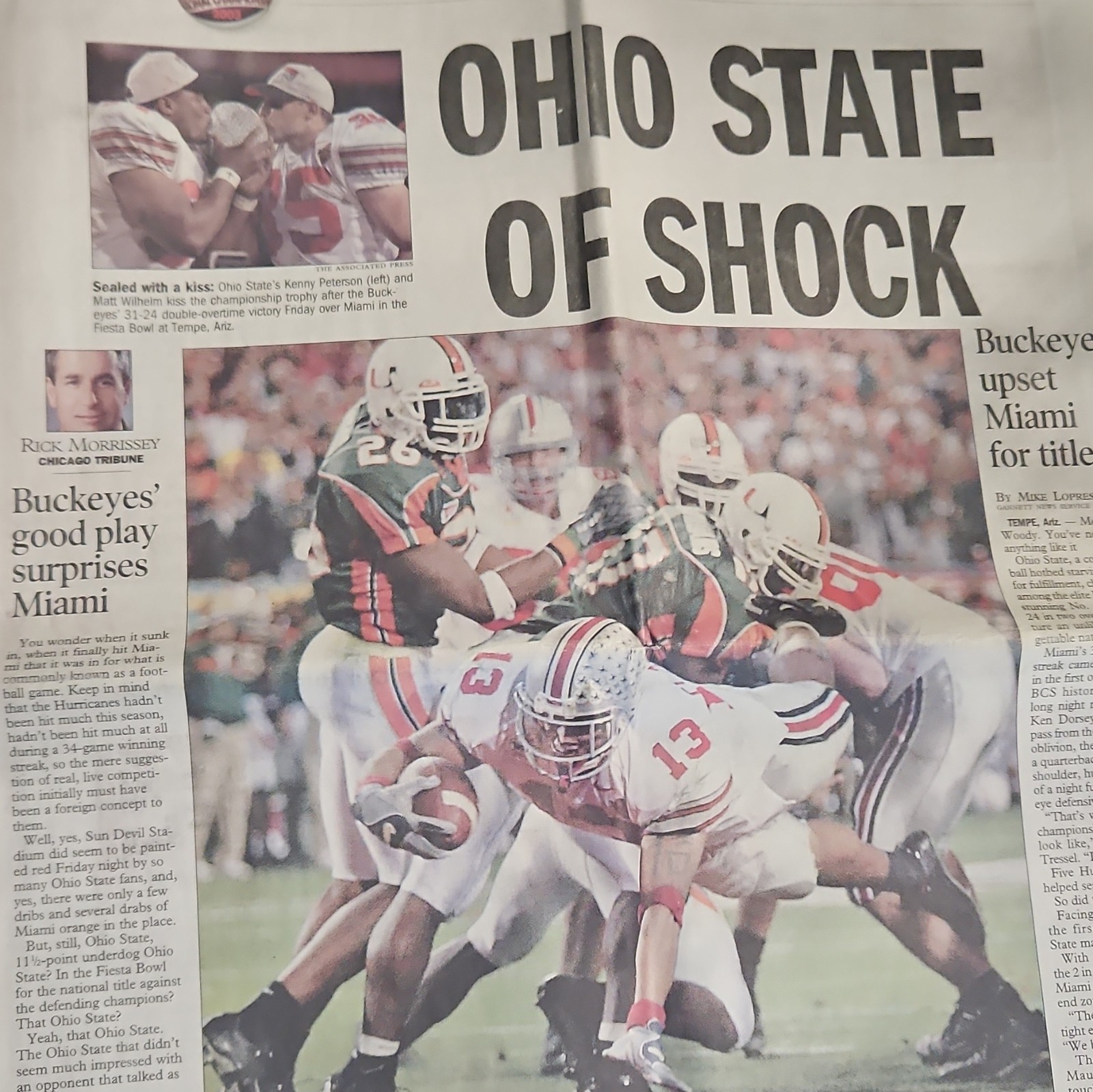The Desert Sun Sports Section C Jan 4 2003 Ohio State of Shock Fiesta Bowl 31-24