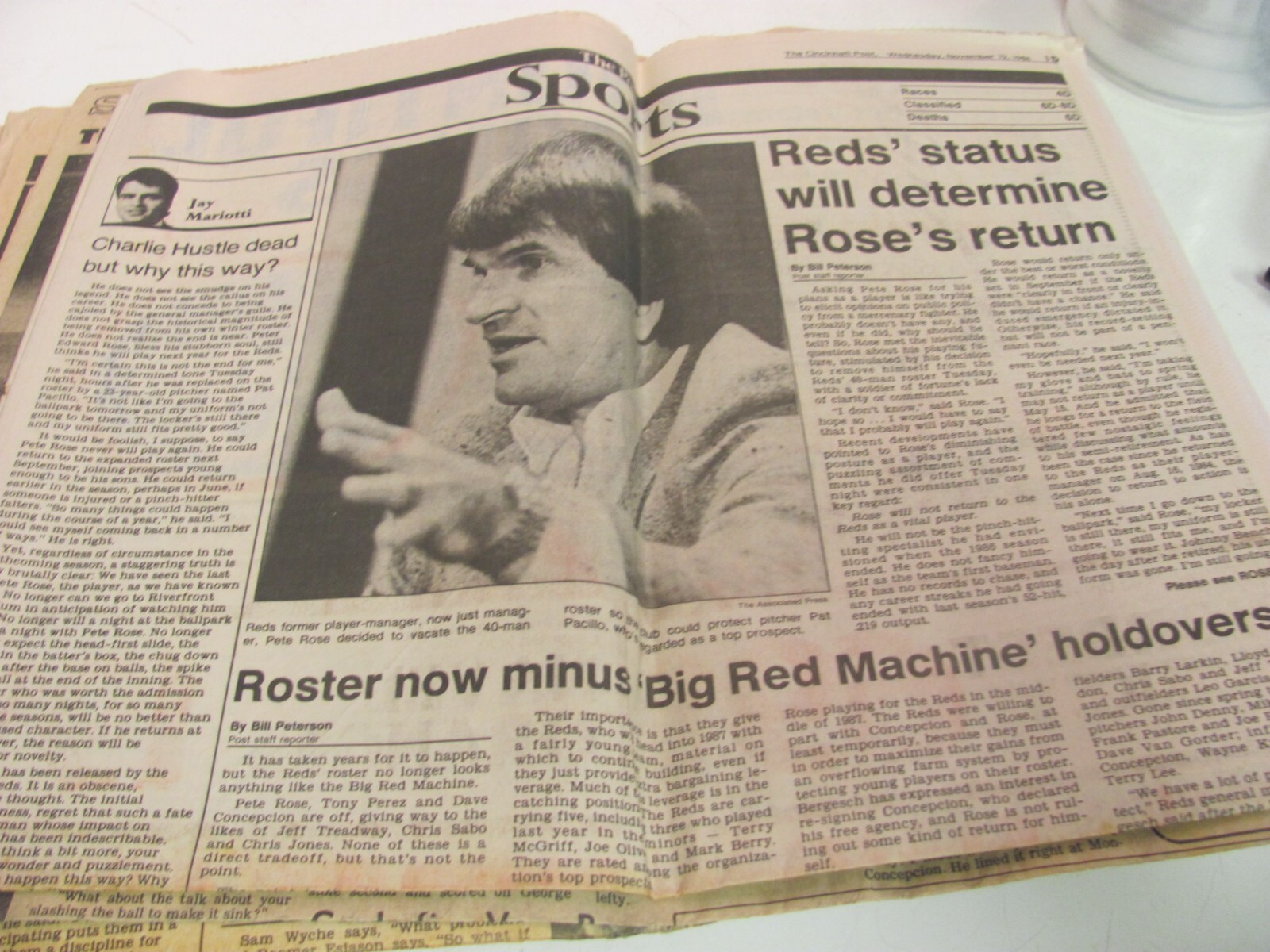 Pete Rose Newspaper Lot 1980s-1990s – Cincinnati Reds, Cincinnati Enquirer