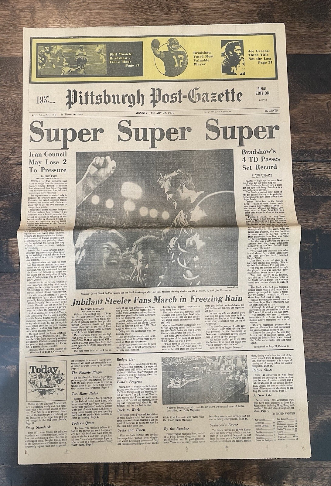 Pittsburgh Steelers win Super Bowl- 1/22/1979 Pittsburgh Post-Gazette