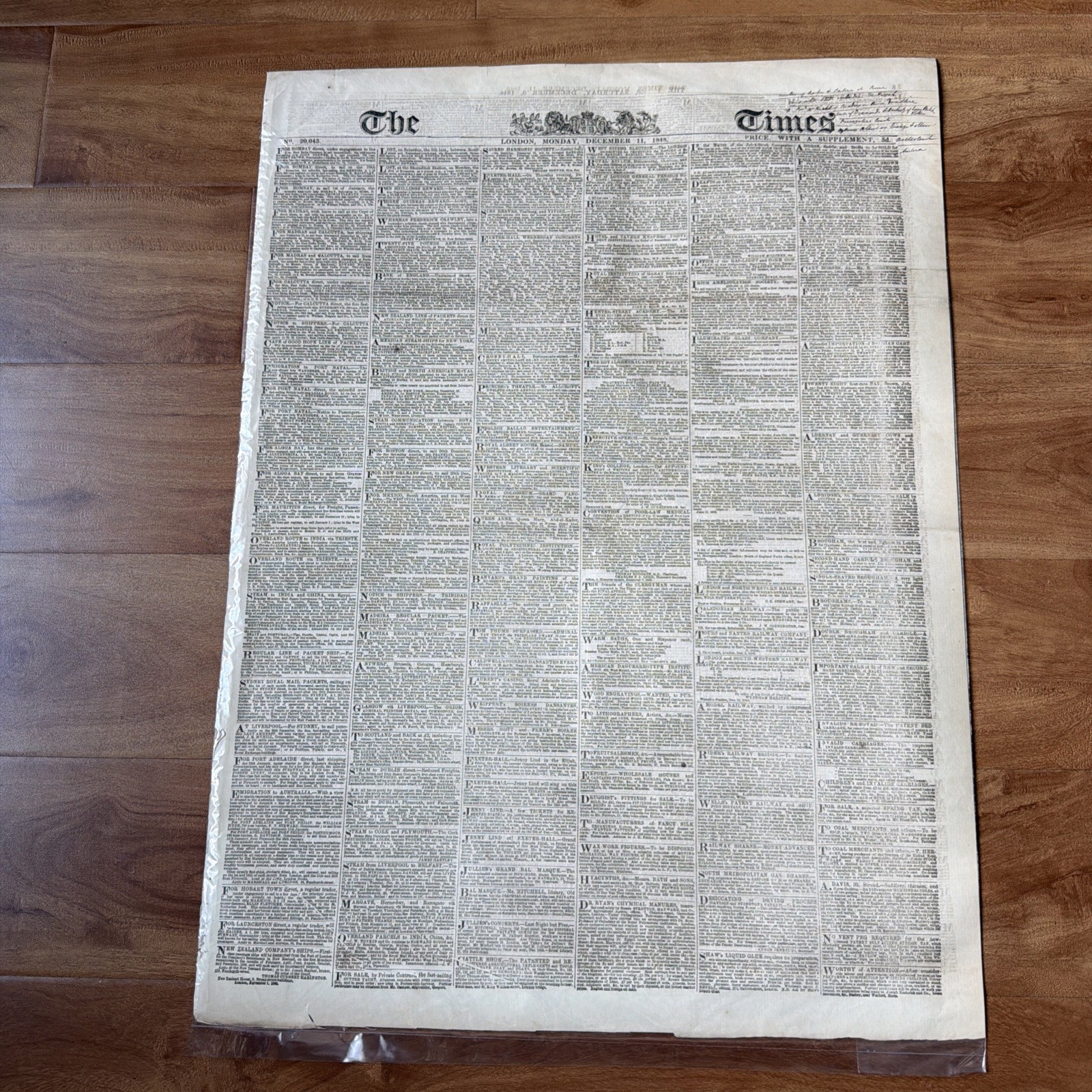 December 11 1848 THE LONDON TIMES Victorian ORIGINAL Newspaper and Supplement