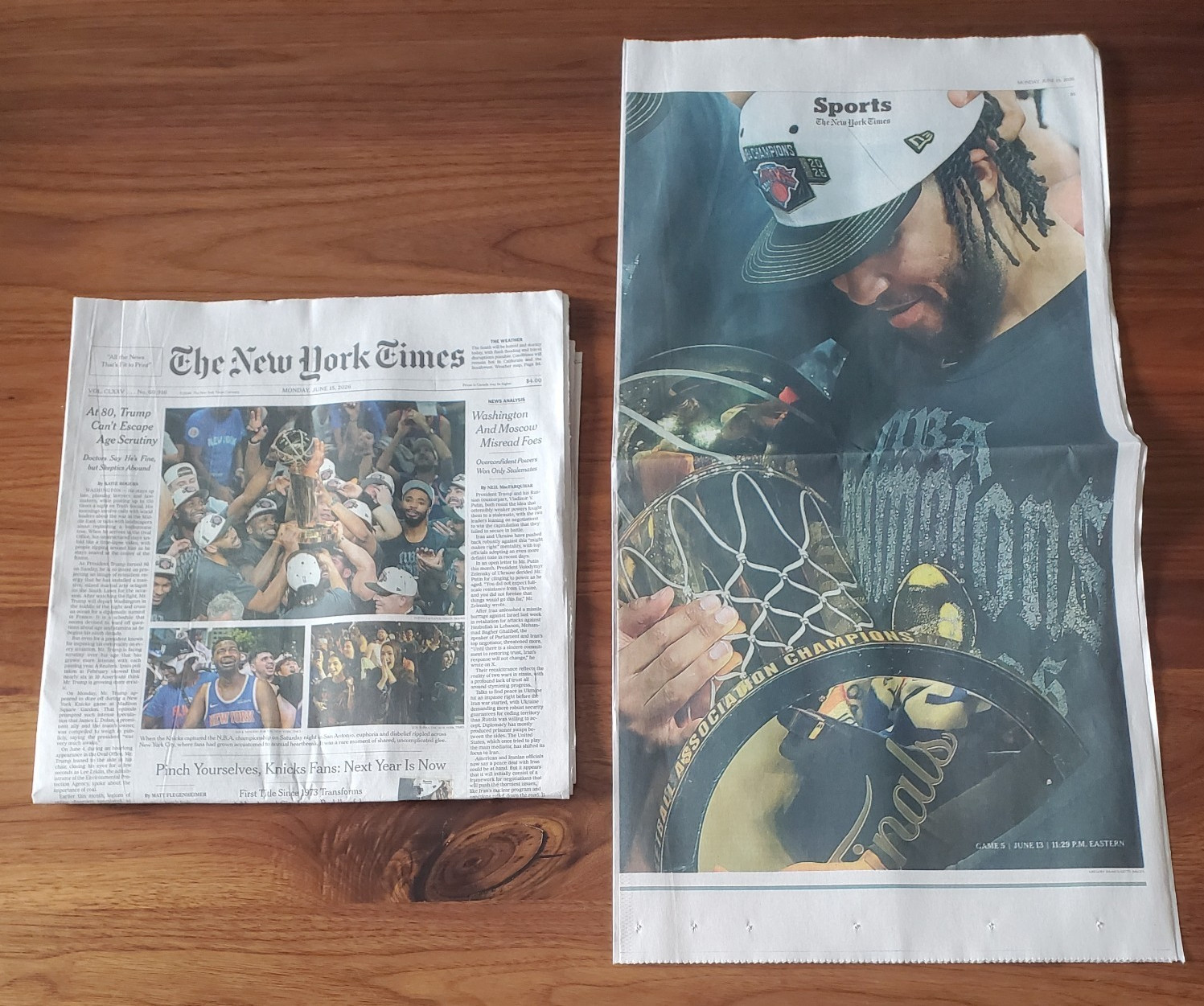 NY KNICKS WIN NBA Finals The New York Times June 15 2026 UNREAD
