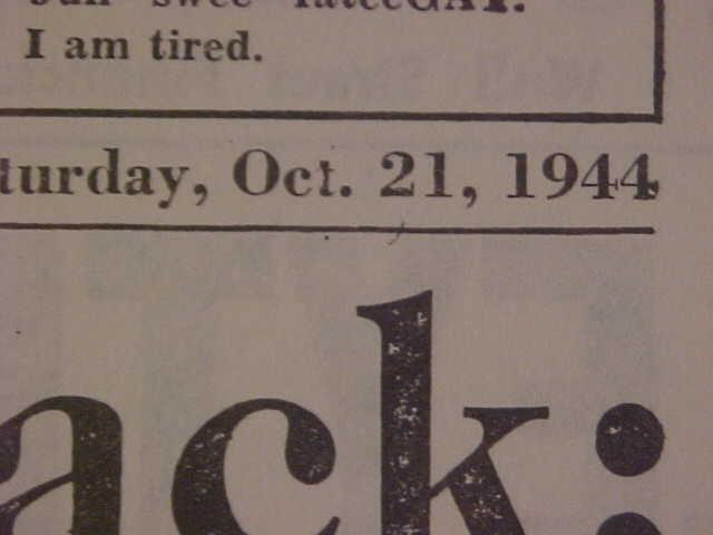 VINTAGE NEWSPAPER HEADLINE~ WORLD WAR 2 Mac ARTHUR RETURNS PHILIPPINES WWII 1944