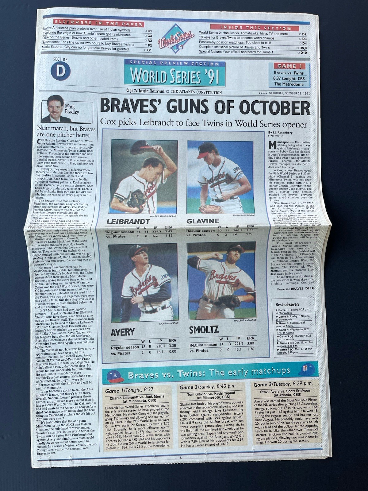 1991 & 1992 Atlanta Braves Baseball Newspapers/ National League Champions