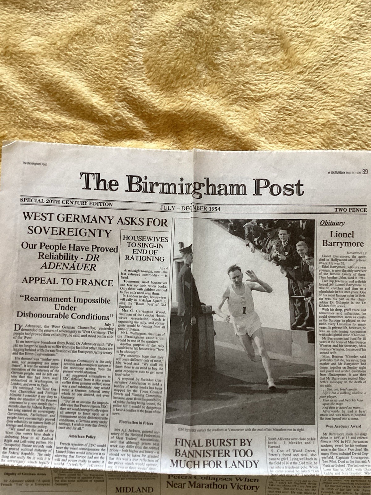 Birthday Year Newspaper Reprinted July To Dec 1954 Birmingham Post West Germany