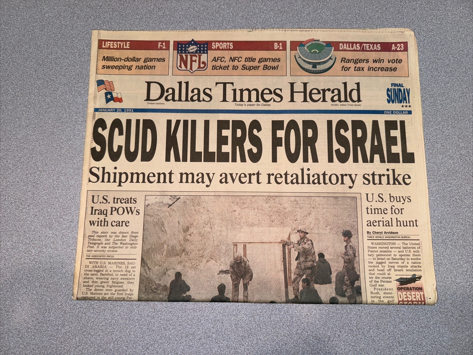 Dallas Times Herald January 20 1991 Scud Isreal Iraq POW A Section Only
