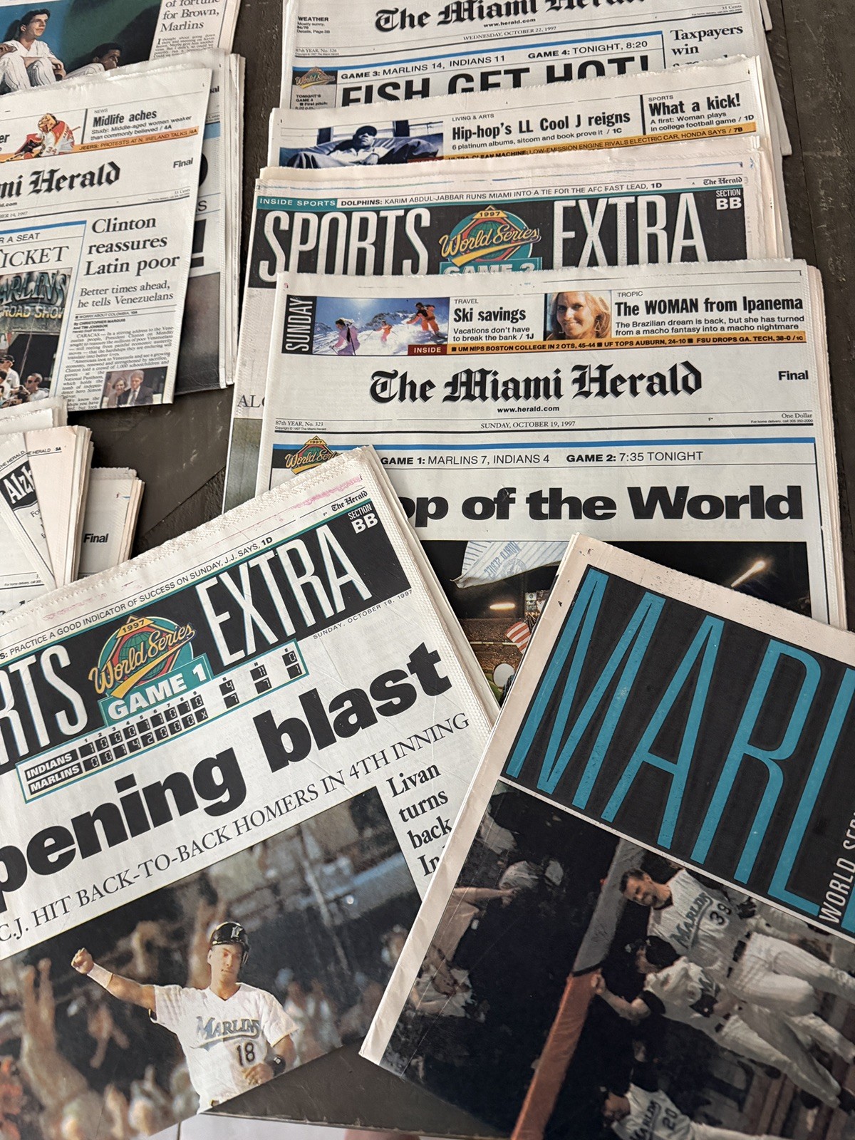 Lot of 17 Florida Marlins World Series Newspaper Headlines Baseball MLB Miami