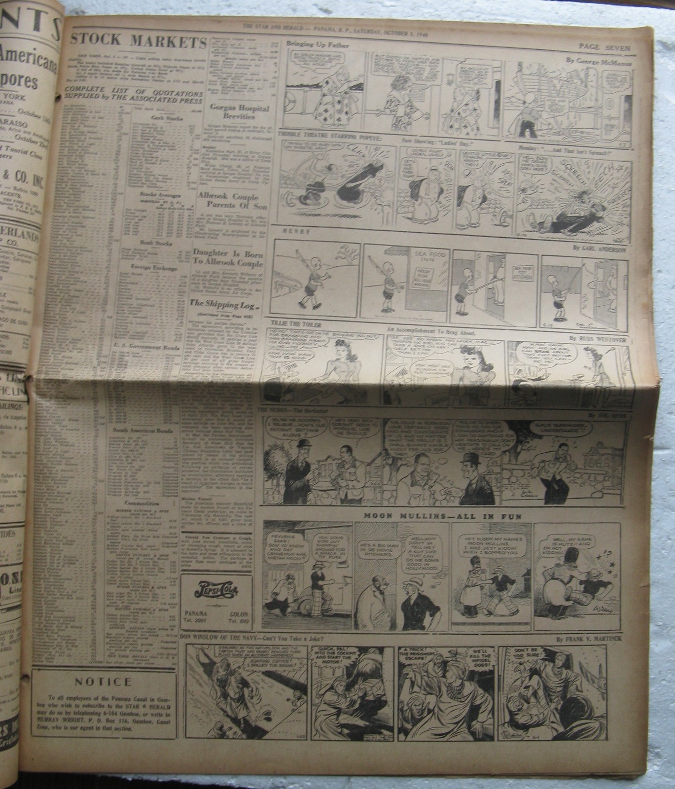 October 5, 1940 Panama Newspaper – Hitler, Detroit Tigers, Max Baer