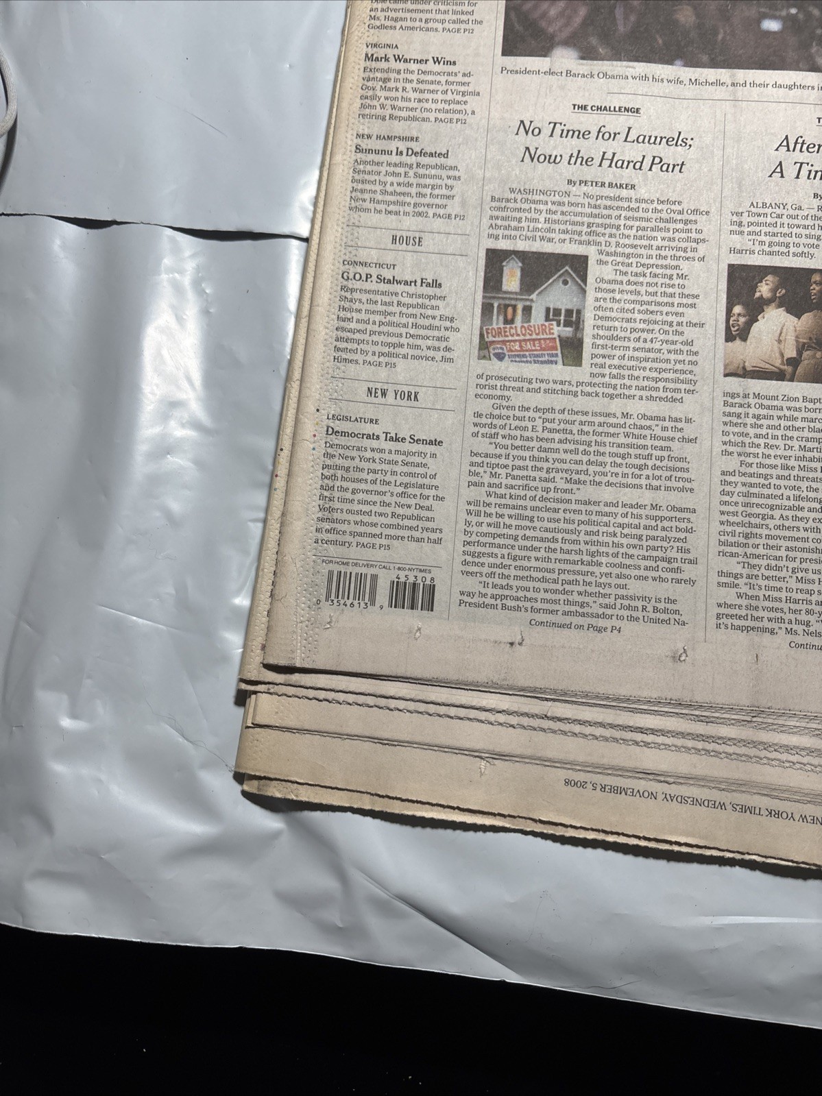 Obama Election Win Lot Of 3 Copies New York Times Newspaper Issue Nov. 5th 2008