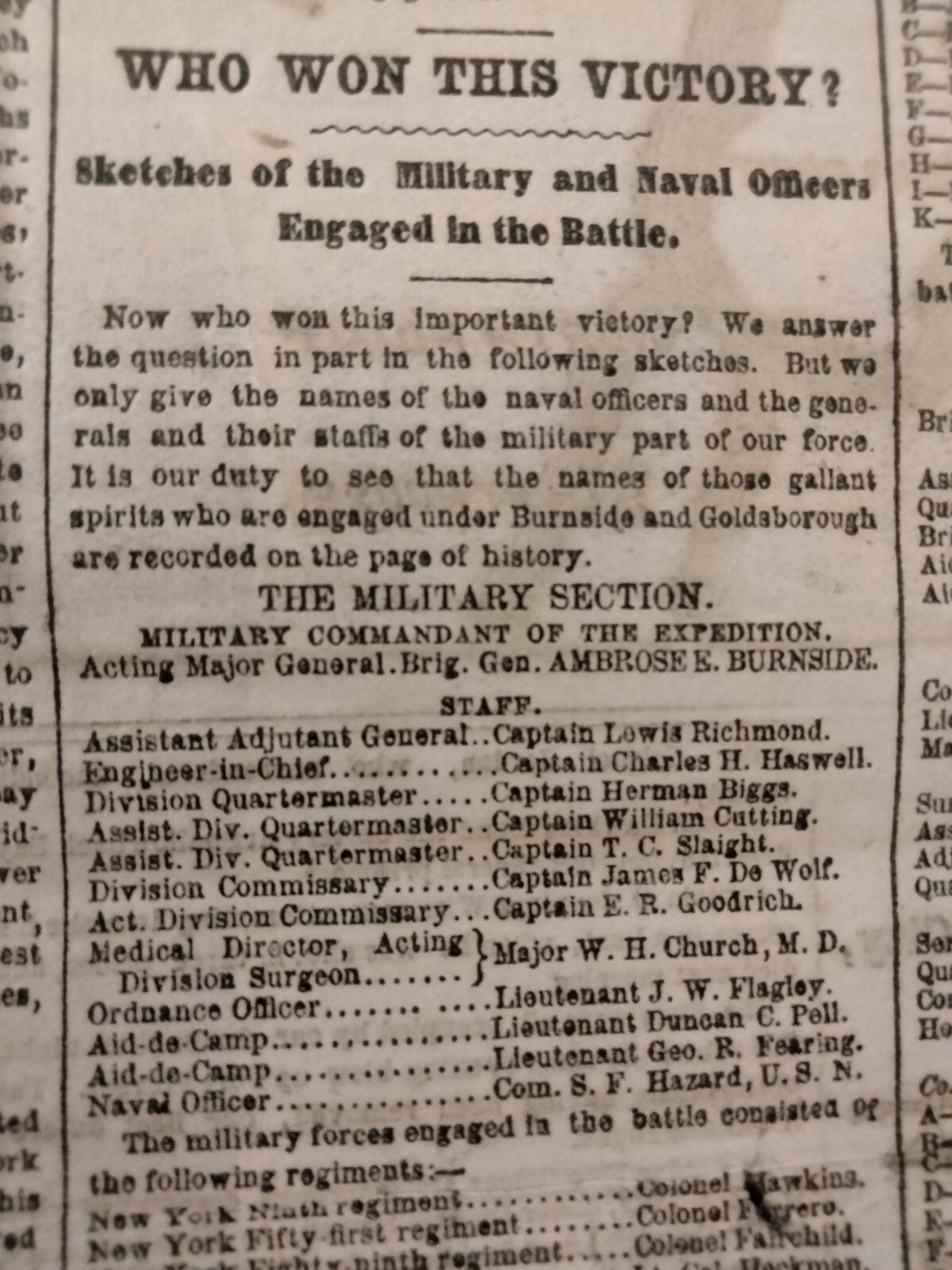 Civil War Newspapers- BRILLIANT VICTORY AT ROANOKE, BOMBARDMENT OF FORT DONELSON