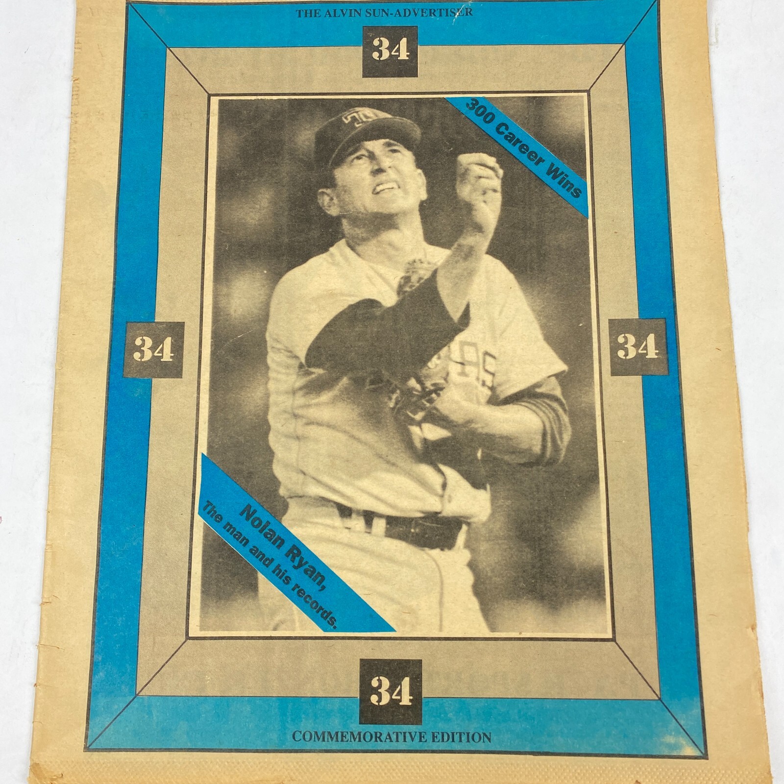 Alvin Sun Advertiser Newspaper Nolan Ryan Baseball Commemorative Edition 1990