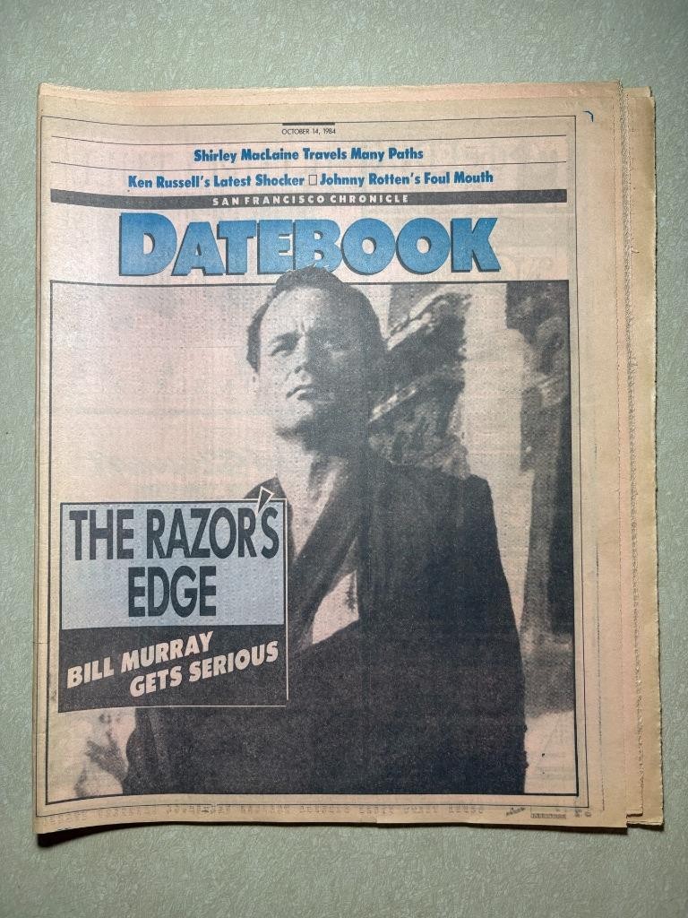 San Francisco Chronicle Datebook Oct 1984 Bill Murray Razors Edge vtg newspaper