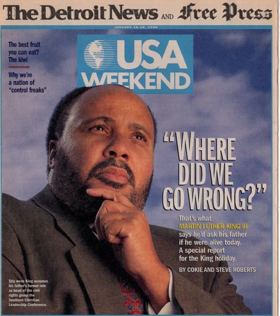 Vintage USA WEEKEND Newspaper January 16-18, 1998 Martin Luther King III Detroit