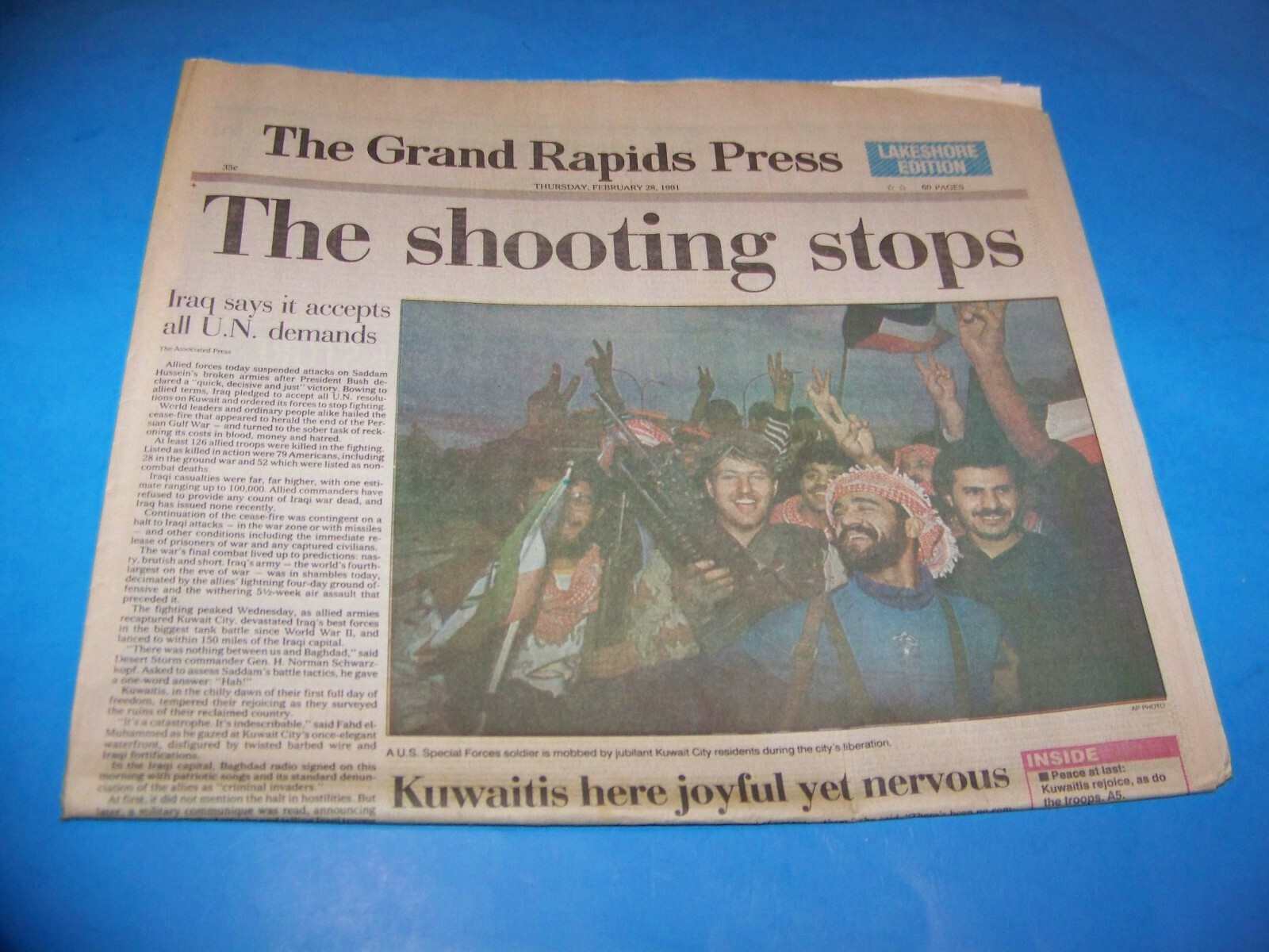 Grand Rapids Press February 28, 1991 “Gulf War” ( Only Section A )
