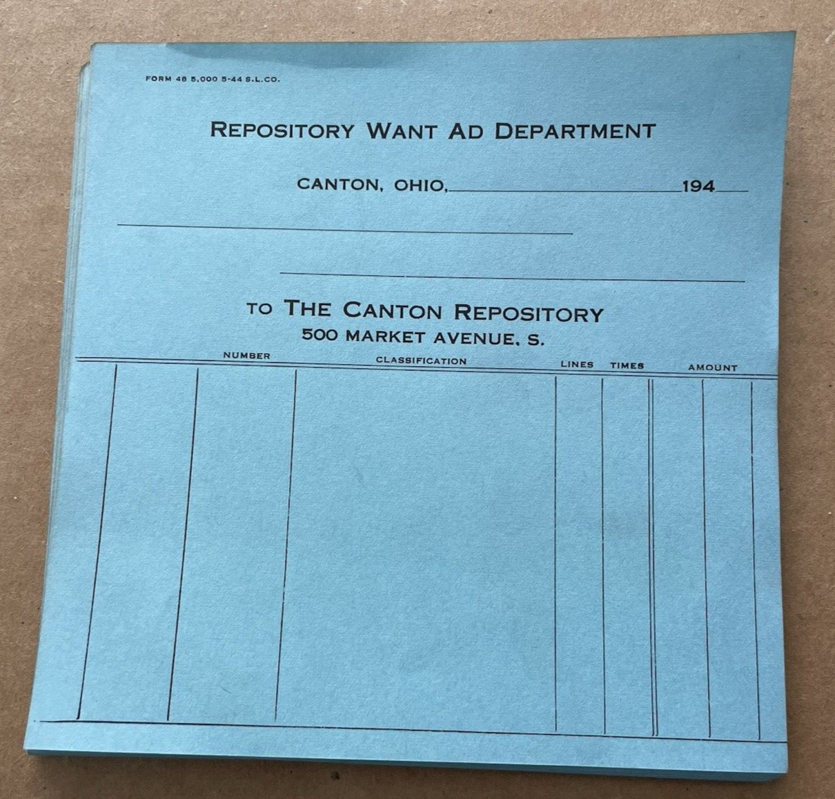 Vintage 1940’s CANTON REPOSITORY Want Ad Department Form 48 OH Newspaper 10pcs