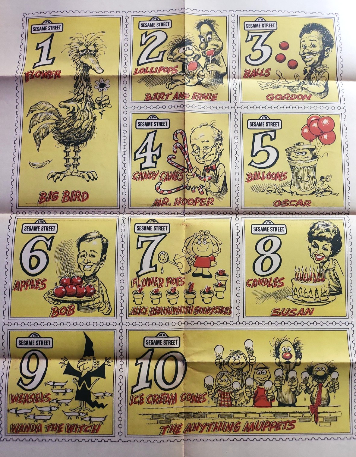 1970 Sesame Street Parent/Teacher Guide #3 Big Bird Counting Poster