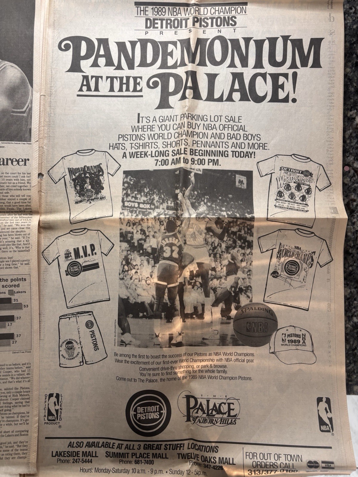 Detroit Free Press Sports Section June 14 1989 Detroit Pistons NBA Champs